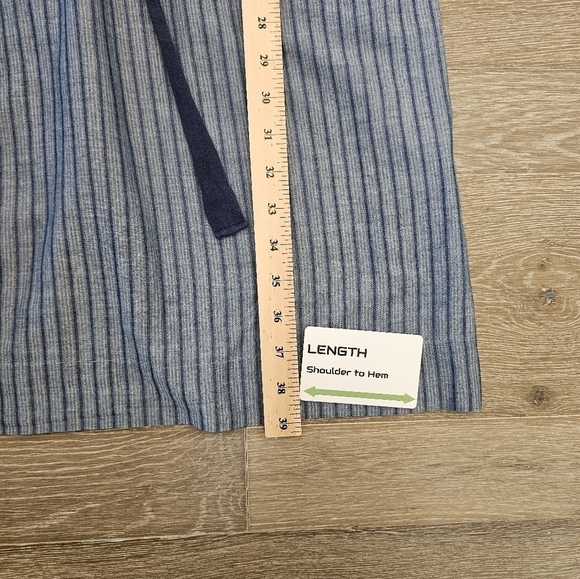 Land's End Size 10 100% Cotton Blue Stripe Tie Waist Belt Dress Dry Cleaned - Picture 12 of 12